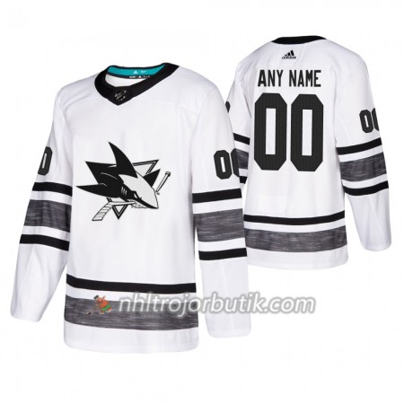 Män Ishockey San Jose Sharks tröja med eget tryck Vit 2019 All-Star Adidas Authentic